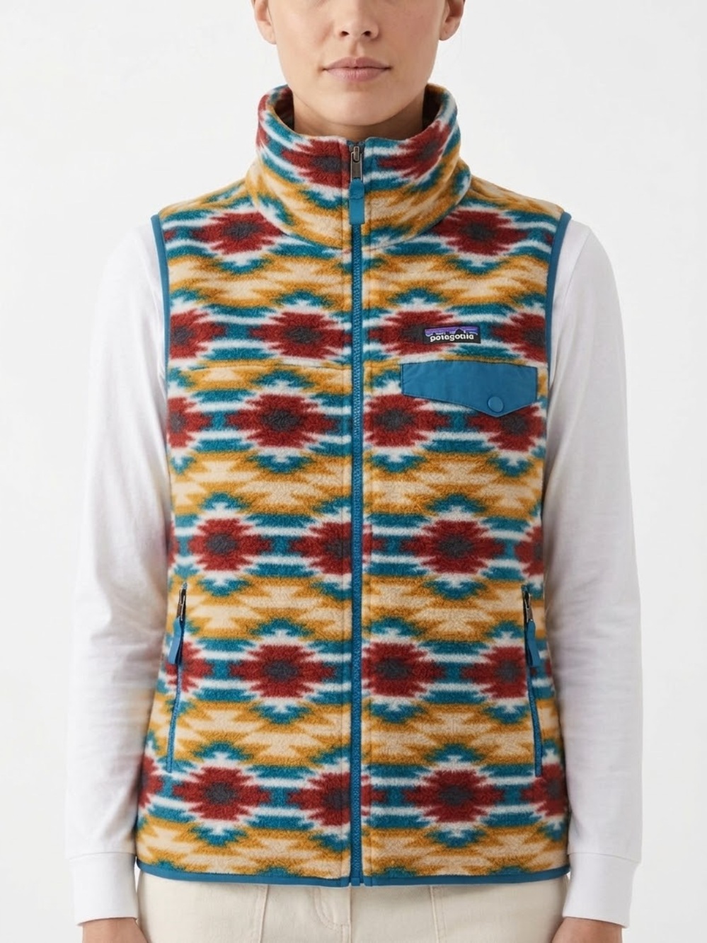 Patagonia Synchilla Snap-T Vest Women S Wild Desert Prairie Gold Aztec